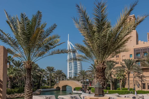 Pohled Nábřeží Burj Arab Seven Star Hotel Pohled Souk Madinat — Stock fotografie