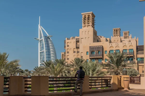 Pohled Nábřeží Burj Arab Seven Star Hotel Pohled Souk Madinat — Stock fotografie