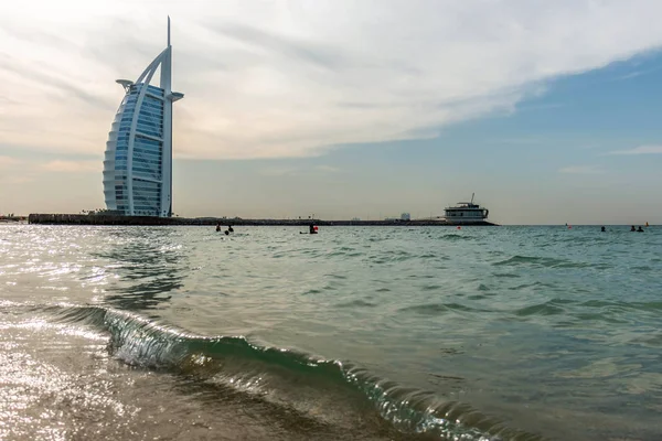 Pohled Nábřeží Burj Arab Seven Star Hotel Pohled Souk Madinat — Stock fotografie