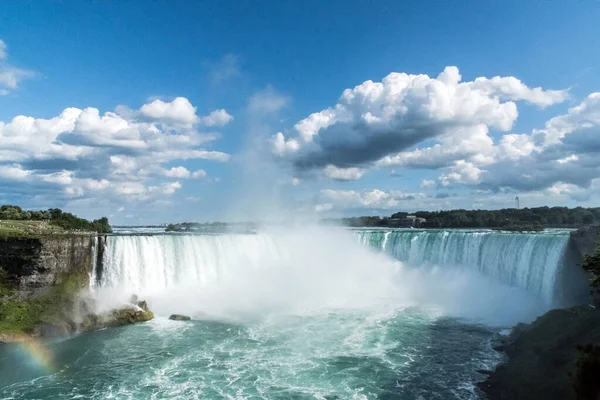 马蹄瀑布 Horseshoe Falls 也被称为加拿大瀑布 Canadian Falls 是加拿大 美国联合州尼亚加拉河沿岸三个瀑布中最大的瀑布 — 图库照片