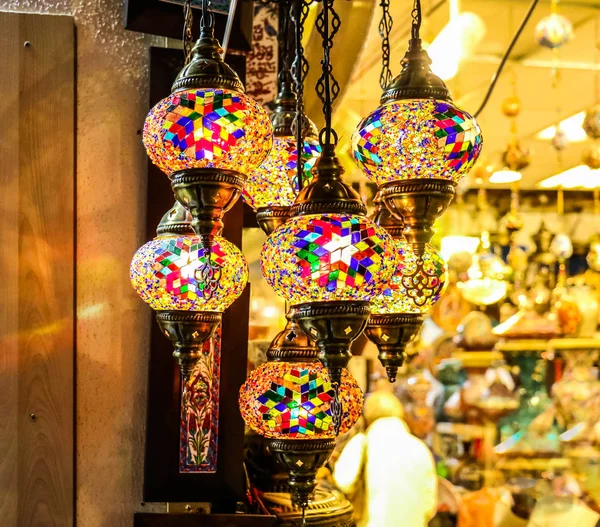 Decorative Turkish Lights Traditional Colourful Lights Hanging Lamps Istanbul Turkey — Stock Photo, Image