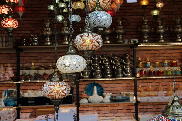 Lampade Turche Sospensione Decorative Tradizionali Luminose Con Colori Vivaci Nel — Foto Stock