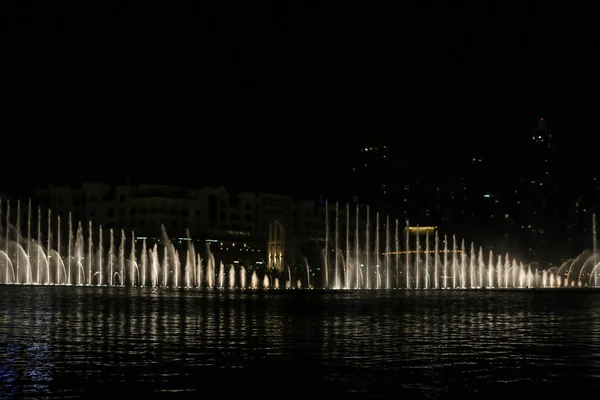 Dubai Fountain Dubai Mall Sistema Fuentes Coreografiadas Más Grande Del — Foto de Stock