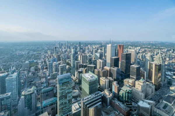 Vista Aérea Dos Arranha Céus Cidade Toronto Olhando Para Nordeste — Fotografia de Stock