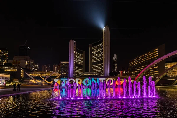Vista Nocturna Del Ayuntamiento Toronto New City Hall Toronto Ontario — Foto de Stock