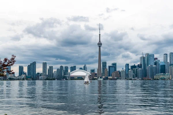 Waterfront Utsikt Över Toronto City Skyskrapor Tillsammans Med Tower Och — Stockfoto