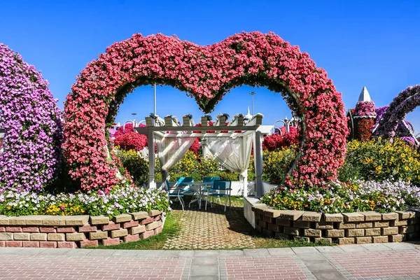 Güneşli bir günde 45 milyondan fazla çiçeğin bulunduğu Mucize Bahçesi 'nin Flourish Manzarası Dubai' de Çiçek Bahçesi, Uae