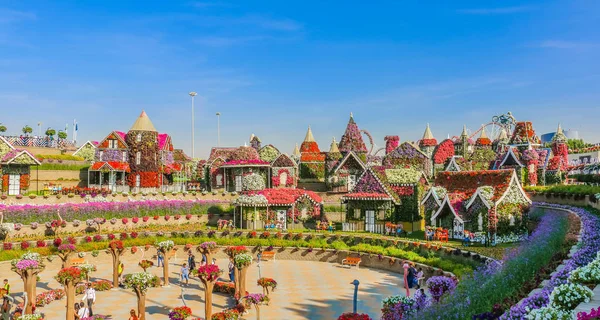 Güneşli bir günde 45 milyondan fazla çiçeğin bulunduğu Mucize Bahçesi 'nin Flourish Manzarası Dubai' de Çiçek Bahçesi, Uae