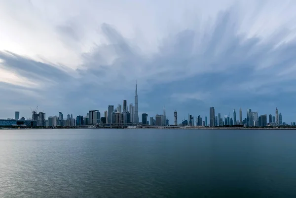 Waterfront View Burj Khalifa Cloudy Sky World Tallest Tower View — Stock Photo, Image