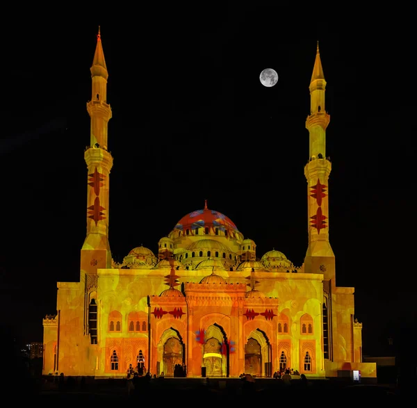 Sharjah Lichtfestival Und Lasershow Der Noor Moschee Sharjah Corniche Sharjah — Stockfoto