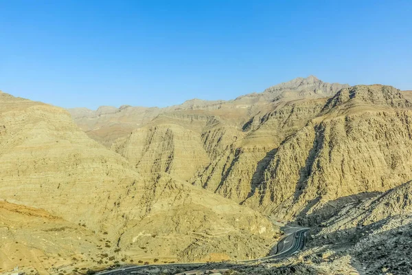 Paisaje Geológico Jabal Jais Caracterizado Por Montañas Secas Rocosas Montañas — Foto de Stock