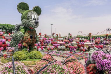 Güneşli bir günde 45 milyondan fazla çiçeğin bulunduğu Mucize Bahçesi 'nin Flourish Manzarası Dubai' de Çiçek Bahçesi, Uae