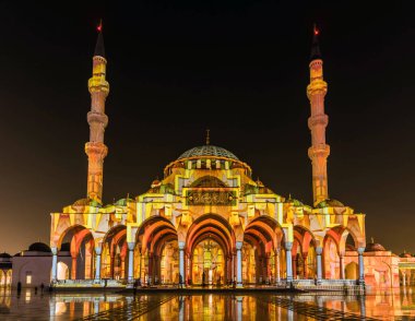 Sharjah Light Festival and Laser Show at Sharjah Mosque in Sharjah University City, Sharjah, United Arab Emirates