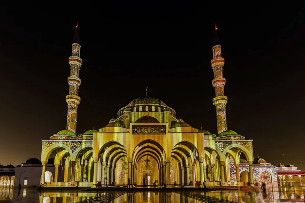 Festival Luz Sharjah Espectáculo Láser Mezquita Sharjah Ciudad Universidad Sharjah — Foto de Stock