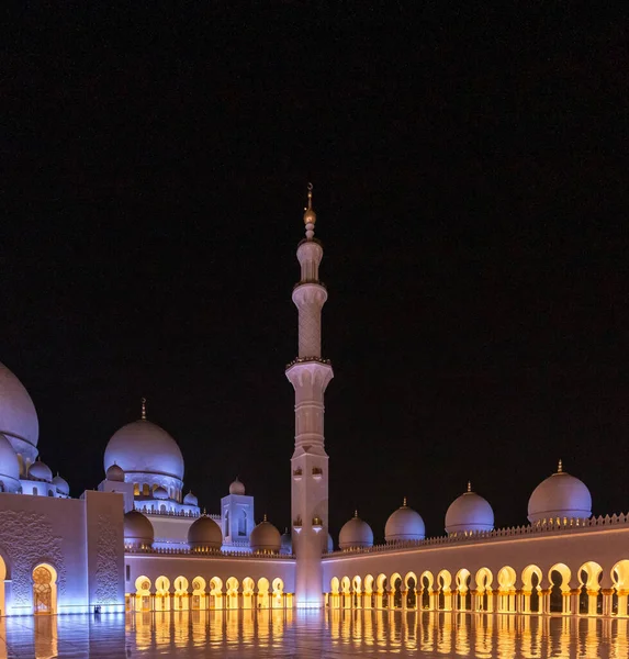 Inre Gården Sheikh Zayed Grand Mosque Minaret Den Största Moskén — Stockfoto