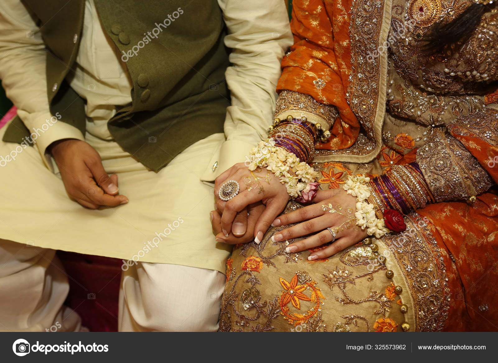 Hands Engaged Indian Pakistani Hindi Couple Bride Groom Holding