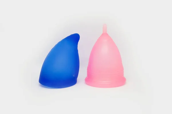 Two Types Shape Different Tips Medical Silicone Menstrual Period Female — Stock Photo, Image