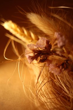 Dekoratif kurutulmuş çiçek buketi