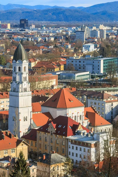 Pohled na Lublaň z hradní vrch — Stock fotografie