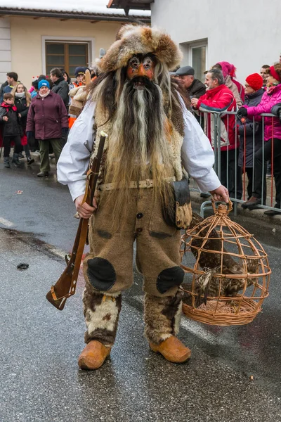 Eslovenia Febrero 2018 Máscaras Nacionales Eslovenas Sjme Hombre Salvaje Con — Foto de Stock