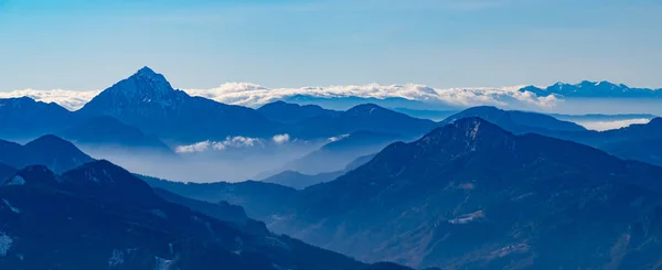 Panoramatický Výhled Alpy Kamnik Savinja Vrcholu Hory Peca Slovinsko — Stock fotografie