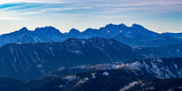 Panoramatický Výhled Alpy Kamnik Savinja Vrcholu Hory Peca Slovinsko — Stock fotografie