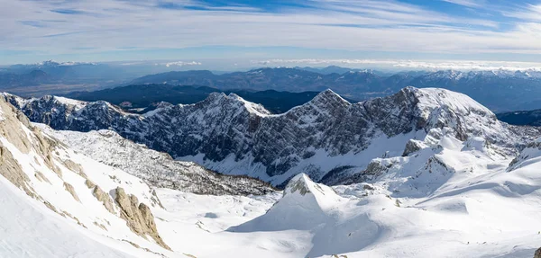 Kredarica Dan Kuzey Doğu Julian Alpleri Nin Panoramik Görüntüsü — Stok fotoğraf