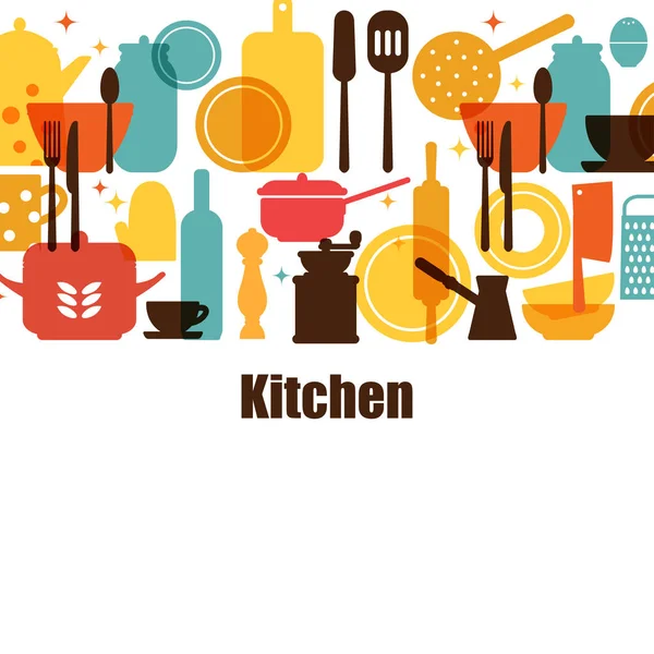Vektor-Set von Küchenutensilien zum Kochen. — Stockvektor