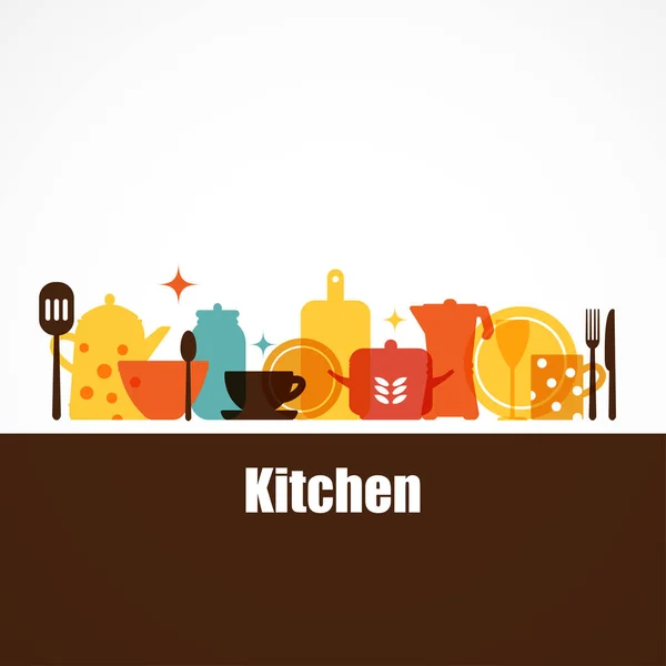 Vektor-Set von Küchenutensilien zum Kochen. — Stockvektor