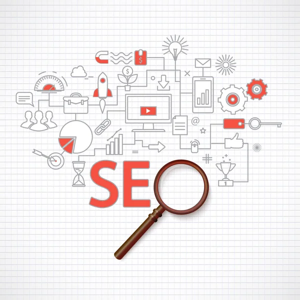 Información de búsqueda analítica y optimización SEO del sitio web — Vector de stock