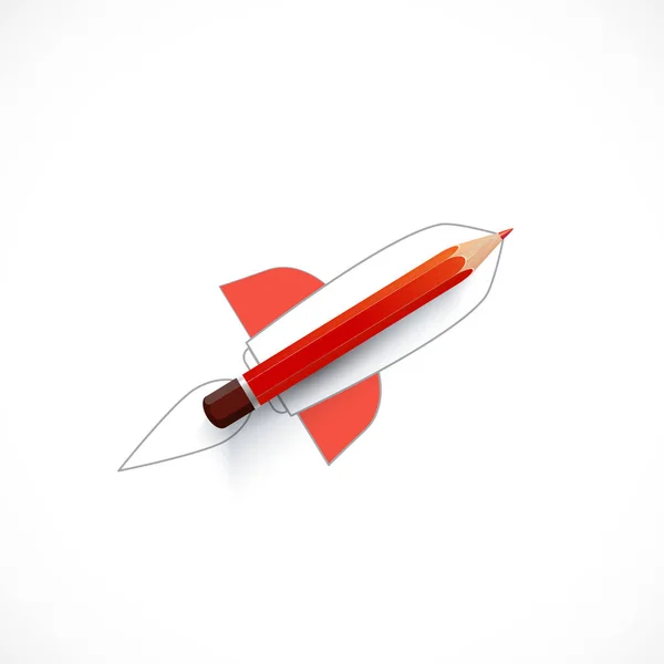 Rocket ship launch with pencil — Stock Vector