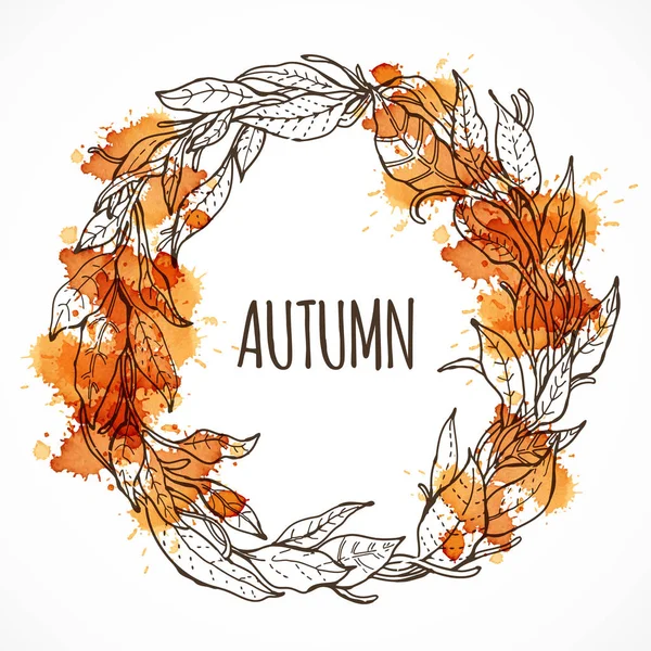 Věnec podzimní listí — Stockový vektor