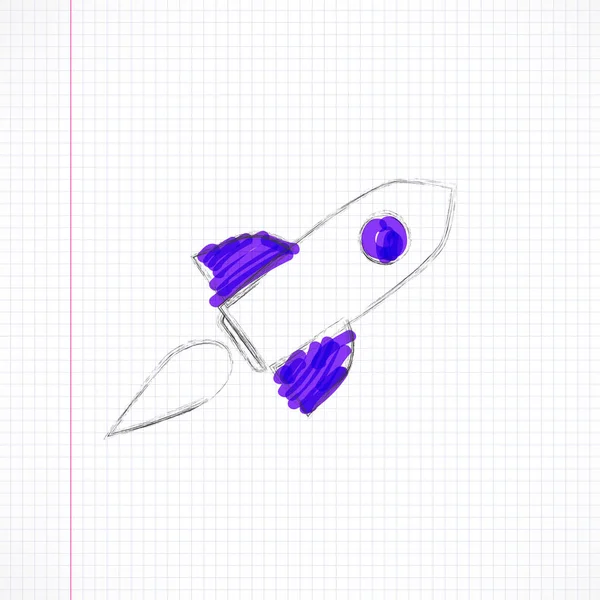 Rocket ship launch with pencil — Stock Vector