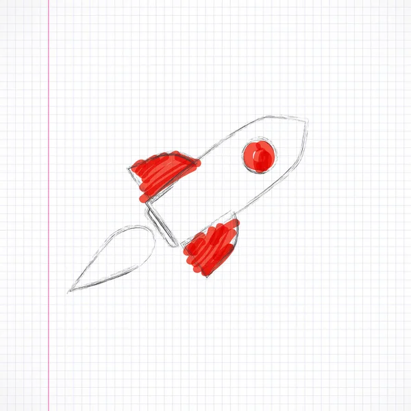 Lanzamiento de cohetes con lápiz — Archivo Imágenes Vectoriales