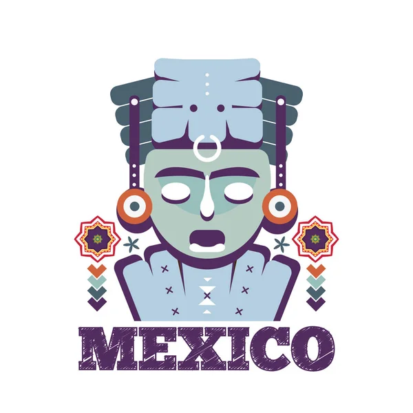 Mexico Mayan mask — Stock Vector