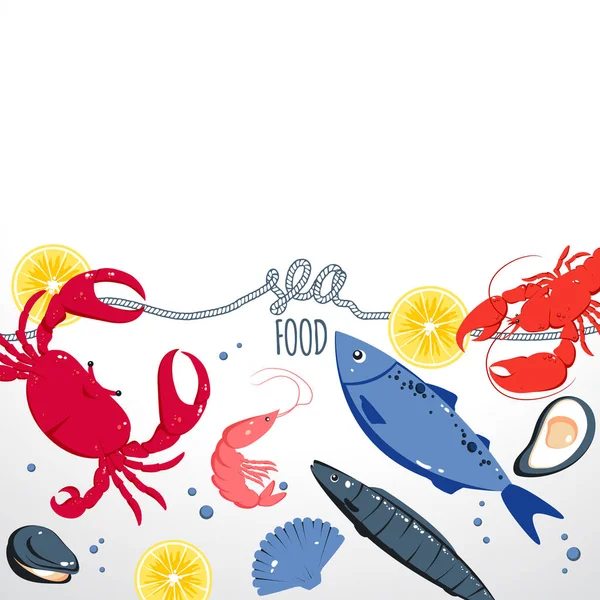 Menú Mariscos Fondo — Vector de stock