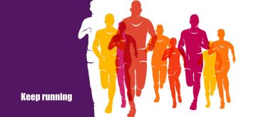 Çalışan maraton, çalıştırmak insanlar, renkli afiş