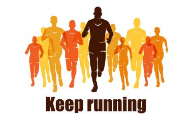 Çalışan maraton, çalıştırmak insanlar, renkli afiş