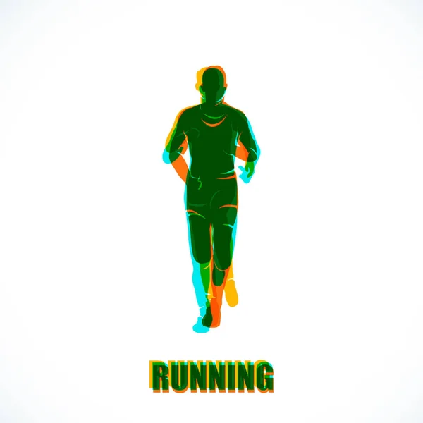 Běh maraton, lidé utíkají, barevný nápis — Stockový vektor