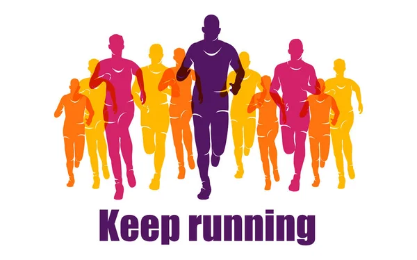 Futás-maraton, az emberek, a színes banner — Stock Vector