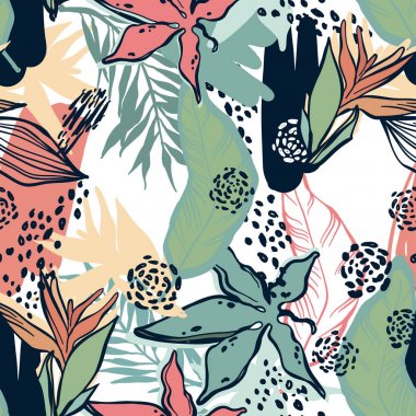 Orman soyutlama. Tropikal yaprak ve bitki