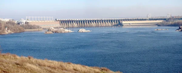 Blick Auf Das Wasserkraftwerk Sommer Zaporizhia — Stockfoto