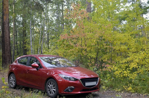 Mazda Japán Piros Autó Ferdehátú Generáció — Stock Fotó