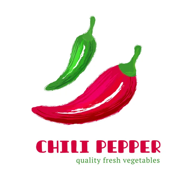 Verse chili peper op witte achtergrond geïsoleerd. — Stockvector
