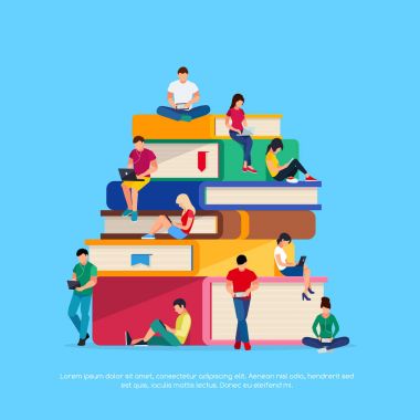 E-öğrenme kavramı. Tablet pc ve dizüstü bilgisayarlar ile genç insanlar 