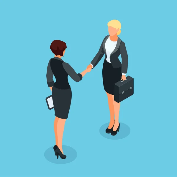 Les femmes d'affaires 3d sont arrivées à un accord et ont conclu l'accord avec l'esprit — Image vectorielle
