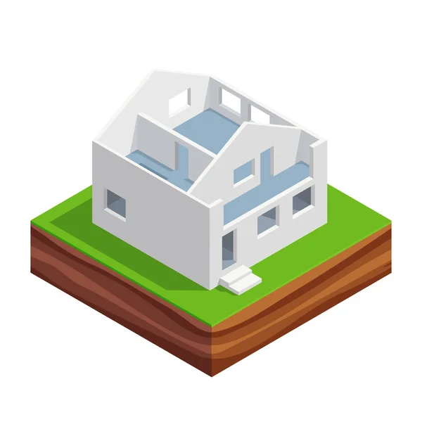 家を建てる等尺性の概念. — ストックベクタ