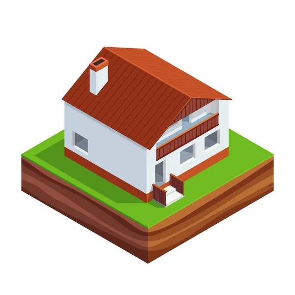 家を建てる等尺性の概念. — ストックベクタ