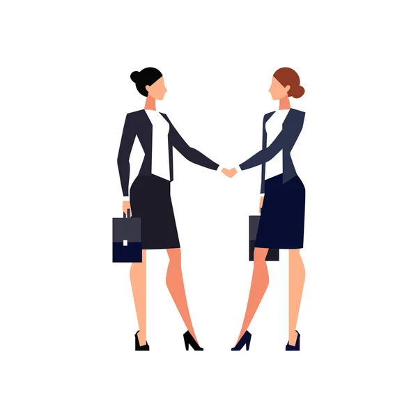 Businesswomen came to an agreement and completed the deal with a — Stock Vector
