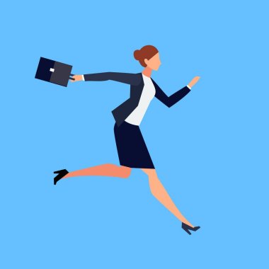 Mavi adam izole bir düz tarzı çalışan iş kadını